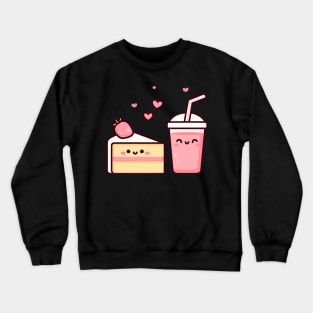 Kawaii Strawberry Lovers Design with Strawberry Cake and Milkshake | Cutesy Kawaii Crewneck Sweatshirt